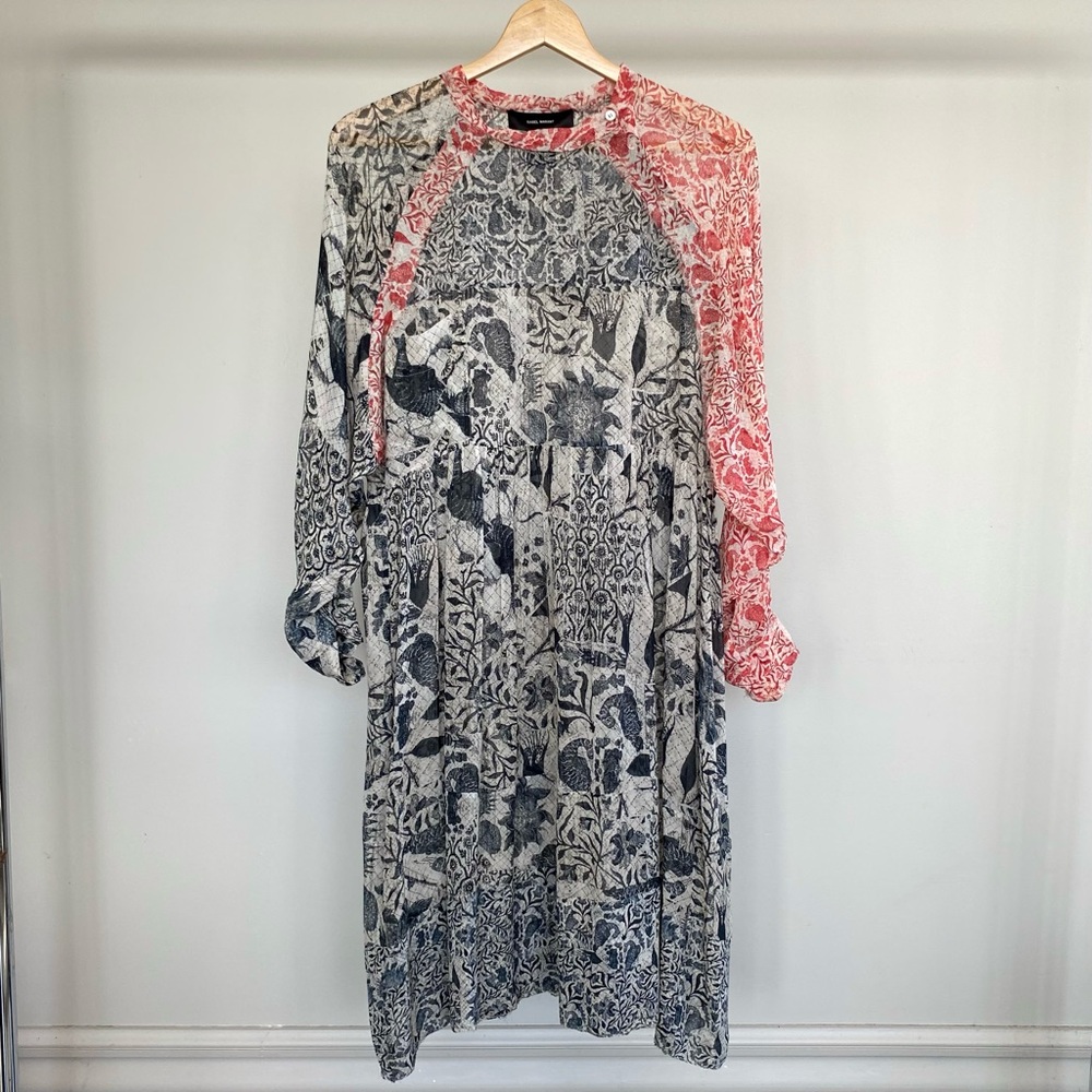 Isabel Marant 100% silk floral patterned long sleeve midi dress. ❤️ - Picture 3 of 7